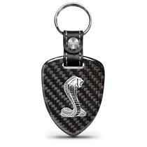 Ford Mustang Cobra Real Black Carbon Fiber Large Shield-Style Key Chain