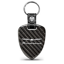 Ford Thunderbird Real Black Carbon Fiber Large Shield-Style Key Chain