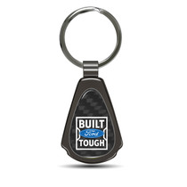 Ford Built-Ford-Tough Real Black Carbon Fiber Gunmetal Black Metal Teardrop Key Chain