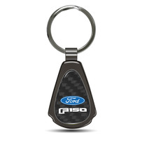 Ford F-150 2015 Real Black Carbon Fiber Gunmetal Black Metal Teardrop Key Chain