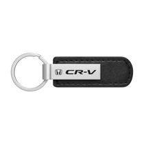 Honda CR-V Silver Metal Black PU Leather Strap Key Chain
