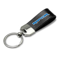 Ford F-150 Raptor 2017 to 2020 in Blue Large Genuine Black Leather Loop Strap Key Chain