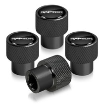 Ford F150 Raptor 2017 to 2019 in Black on Black Aluminum Tire Valve Stem Caps