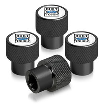 Ford Built-Ford-Tough in White on Black Aluminum Tire Valve Stem Caps