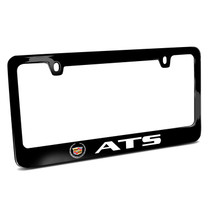 Cadillac ATS Logo in Full-Color Black Metal License Plate Frame