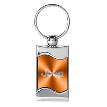 Jeep Orange Spun Brushed Metal Key Chain, Official Licensed