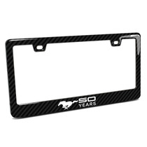 Ford Mustang 50 Years Black Real Carbon Fiber Finish ABS Plastic License Frame