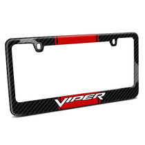 Dodge Viper Red Racing Stripe Black Real Carbon Fiber License Plate Frame