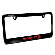 Dodge SRT Hellcat Red in 3D Black on Black Metal License Plate Frame