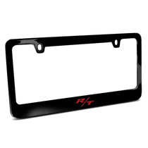 Dodge R/T Logo in 3D Black on Black Metal License Plate Frame