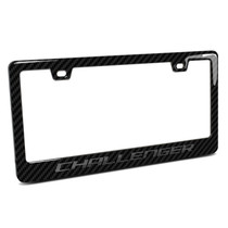Dodge Challenger Black 3D Real Carbon Fiber ABS Plastic License Plate Frame