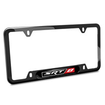 SRT-8 Logo Black Insert Black Stainless Steel License Plate Frame for Dodge Jeep