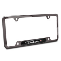 Dodge Challenger R/T Classic Real Carbon Fiber Insert Gunmetal Chrome Stainless Steel License Plate Frame
