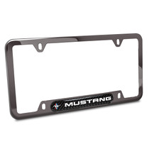 Ford Mustang Real Carbon Fiber Insert Gunmetal Chrome Stainless Steel License Plate Frame