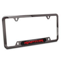 Ford F-150 Raptor in Red Real Carbon Fiber Insert Gunmetal Chrome Stainless Steel License Plate Frame