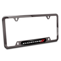 Dodge Black Insert Gunmetal Chrome Stainless Steel License Plate Frame