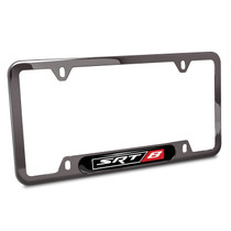 SRT-8 Logo Black Insert Gunmetal Chrome Stainless Steel License Plate Frame for Dodge Jeep RAM