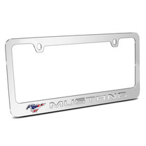 Ford Mustang USA Flag 3d Pony Chrome Name Emblem Chrome Metal License Frame