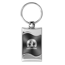 Mopar Logo Gray Spun Brushed Metal Key Chain