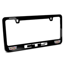 Cadillac CTS Dual Crest Logo in Full-Color Black Metal License Plate Frame