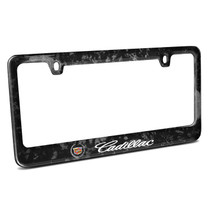 Cadillac Logo Real Black Forged Carbon Fiber License Plate Frame