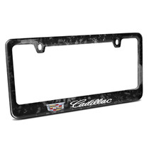 Cadillac Crest Logo Real Black Forged Carbon Fiber License Plate Frame