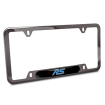 Ford Focus RS Black Insert Gunmetal Chrome Stainless Steel License Plate Frame
