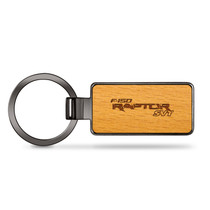 Ford F-150 Raptor SVT Laser Engraved Maple Wood Gunmetal Frame Case Key Chain