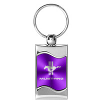 Ford Mustang Purple Spun Brushed Metal Key Chain
