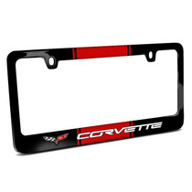 Chevrolet Corvette C6 Racing Stripe Black Metal License Plate Frame