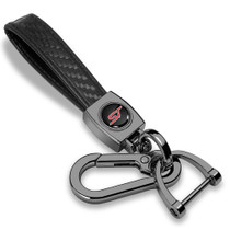 Ford ST Logo in Black on Real Carbon Fiber Loop-Strap Dark Gunmetal Hook Key Chain