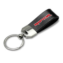 Ford F150 Raptor 2017 to 2020 in Red Large Genuine Black Leather Loop Strap Key Chain