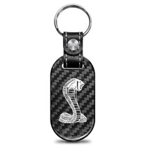 Ford Mustang Cobra 100% Real Black Carbon Fiber Tag Style Key Chain