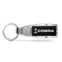Ford Cobra Black Leather insert Detachable Chrome Metal Belt Slide Key Chain