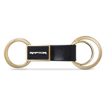 Ford F-150 Raptor Black Leather insert Golden Metal Leather Strap Key Chain