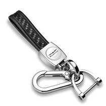 Ford Thunderbird in White Real Carbon Fiber Loop-Strap Chrome Hook Key Chain