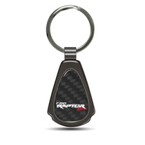 Ford F-150 Raptor SVT Real Black Carbon Fiber Gunmetal Black Metal Teardrop Key Chain