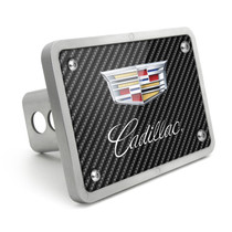 Cadillac Crest Logo UV Graphic Carbon Fiber Look Billet Aluminum 2 inch Tow Hitch Cover
