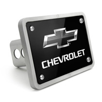 Chevrolet Black Logo UV Graphic Black Billet Aluminum 2 inch Tow Hitch Cover