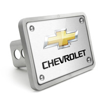 Chevrolet Logo UV Graphic Brushed Silver Billet Aluminum 2 inch Tow Hitch Cover