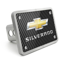 Chevrolet Silverado UV Graphic Carbon Fiber Look Billet Aluminum 2 inch Tow Hitch Cover