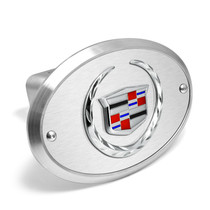 Cadillac 3D Logo on Brushed Oval Billet Aluminum 2 inch Tow Hitch Cover