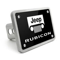 Jeep Rubicon UV Graphic Black Thick Solid Billet Aluminum 2 inch Tow Hitch Cover
