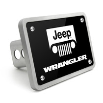 Jeep Wrangler UV Graphic Black Thick Solid Billet Aluminum 2 inch Tow Hitch Cover