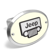 Jeep Grill 3D Logo Glow in the Dark Luminescent Oval Billet Aluminum 2 inch Tow Hitch Cover