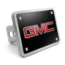 GMC 3D Logo in Red Inlay on Black Billet Aluminum 2 inch Tow Hitch Cover