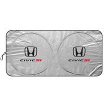 Honda Civic Si Universal Fit One-Piece Easy Folding Silver Reflective Fabric Windshield Sun Shade (size: 64"x 32")