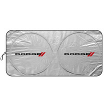 Dodge Logo Universal Fit One-Piece Easy Folding Silver Reflective Fabric Windshield Sun Shade (size: 64"x 32")