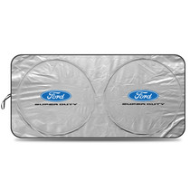Ford Super-Duty Universal Fit One-Piece Easy Folding Silver Reflective Fabric Windshield Sun Shade (size: 75.5"x 37.5")
