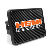 HEMI Powered UV Graphic Carbon Fiber Look Metal Face-Plate on ABS Plastic 2 inch Tow Hitch Cover